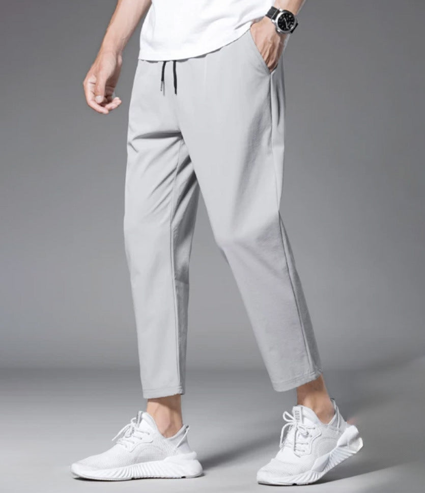 Men's Stylish Airy Leisure Pants with Elastic Waist and Practical Pockets Lisslune