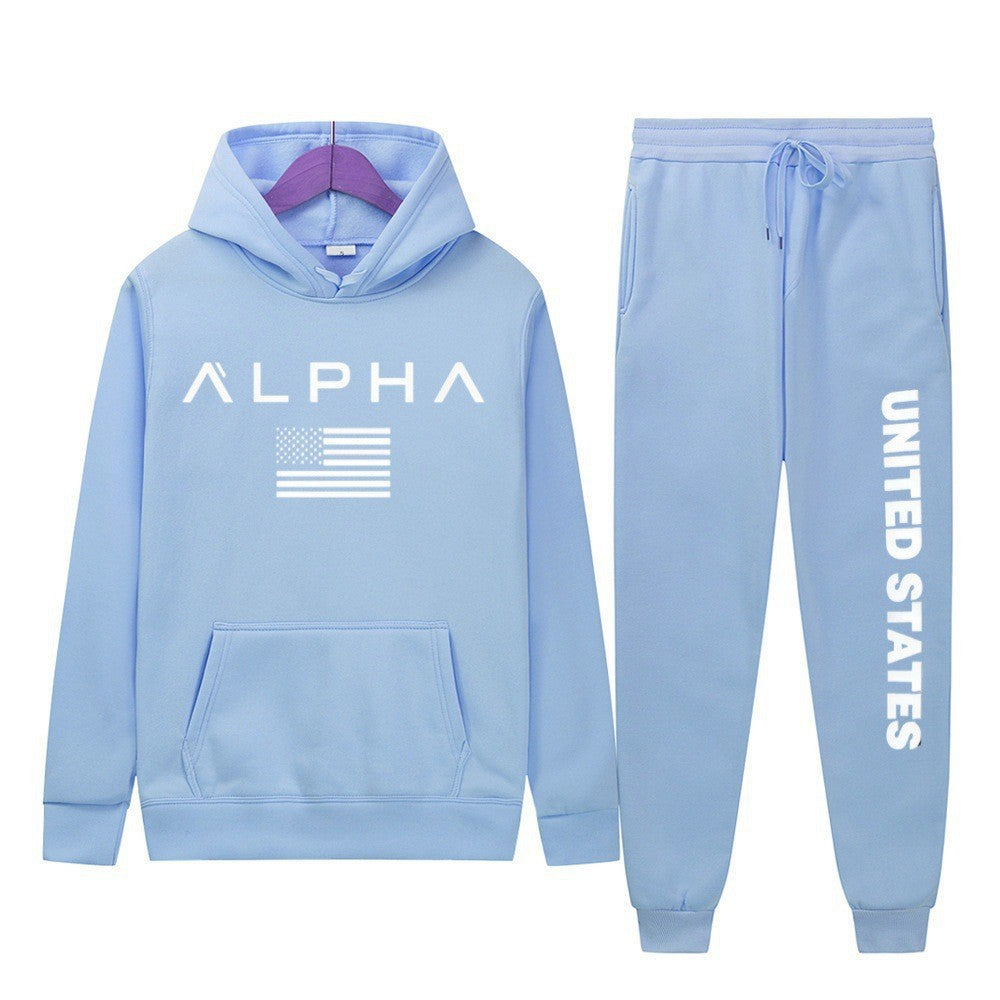 Women's hoodie and jogging pants set with creative front print and sporty cut Lisslune
