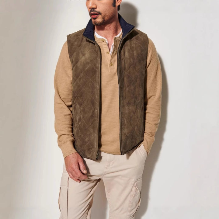 Men's quilted vest made of high-quality suede Lisslune