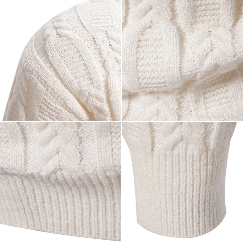 Men's fashionable turtleneck sweater with textured cable pattern Lisslune