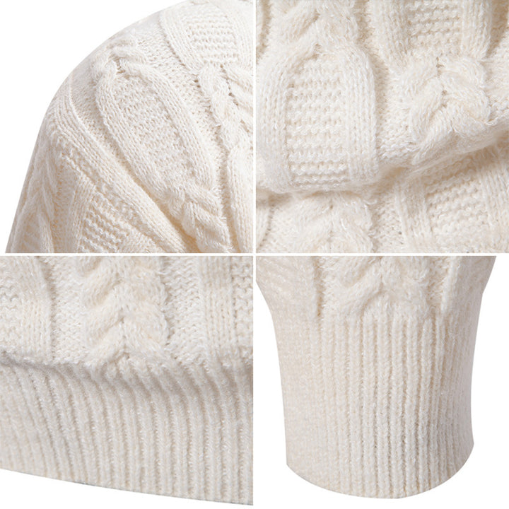 Men's fashionable turtleneck sweater with textured cable pattern Lisslune