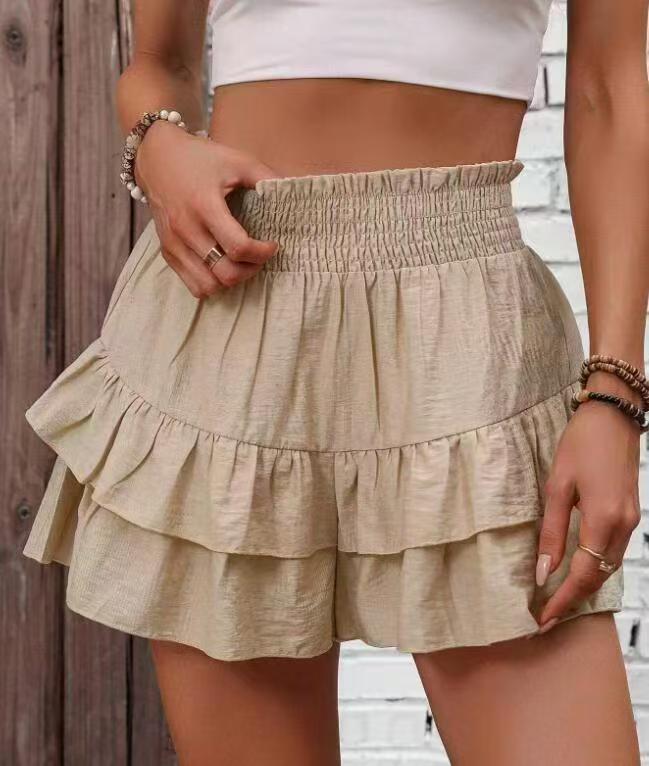 Women's Ruffle Mini Skirt with Elastic Waistband Lisslune