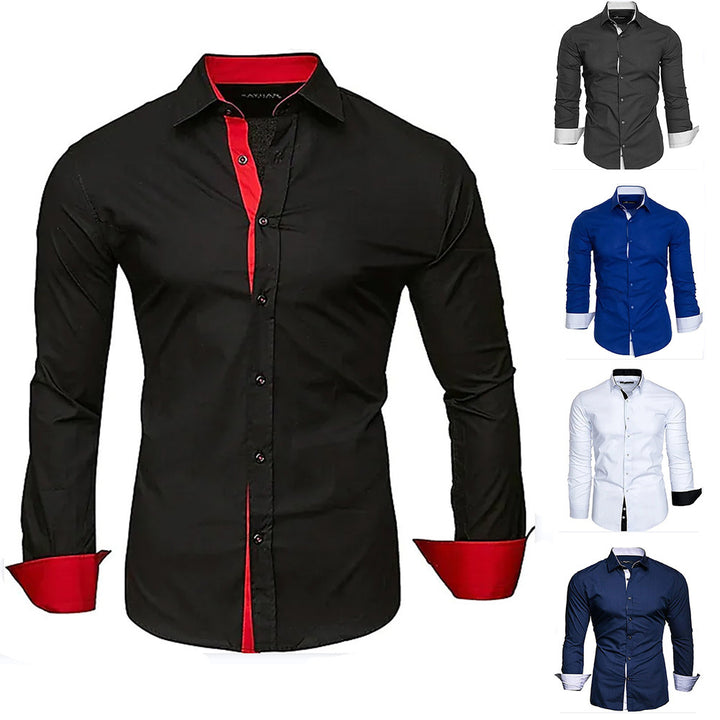 Men's elegant long-sleeve shirt with contrasting cuffs Lisslune
