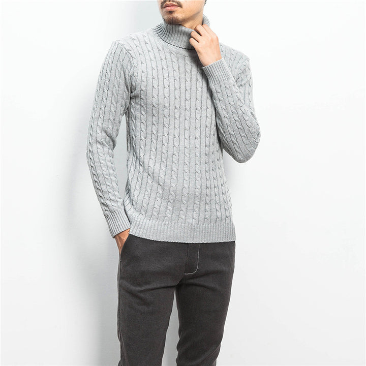 Men's comfortable turtleneck sweater with cable pattern Lisslune