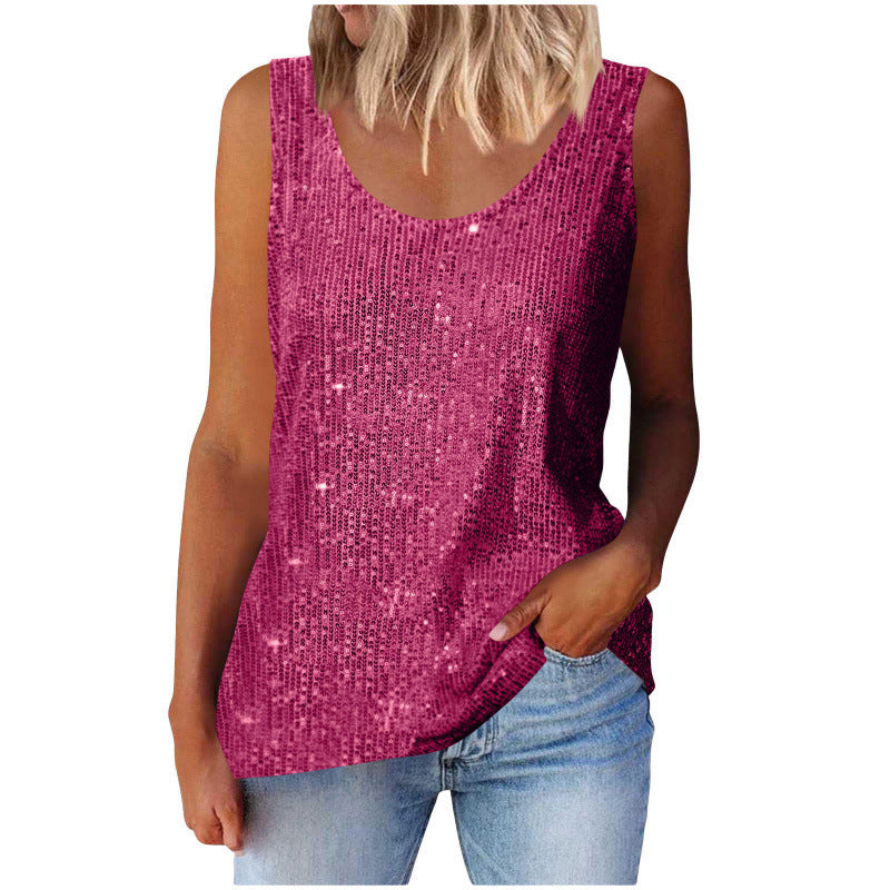 Damen glitzerndes Oberteil mit schimmerndem Stoff und figurfreundlichem Schnitt Lisslune