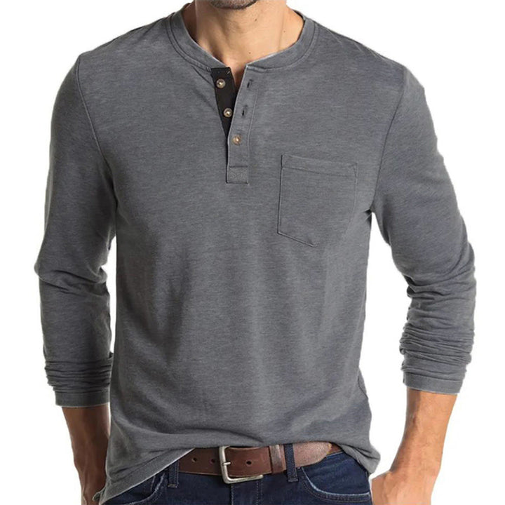 Men's Long Sleeve Henley Shirt Lisslune