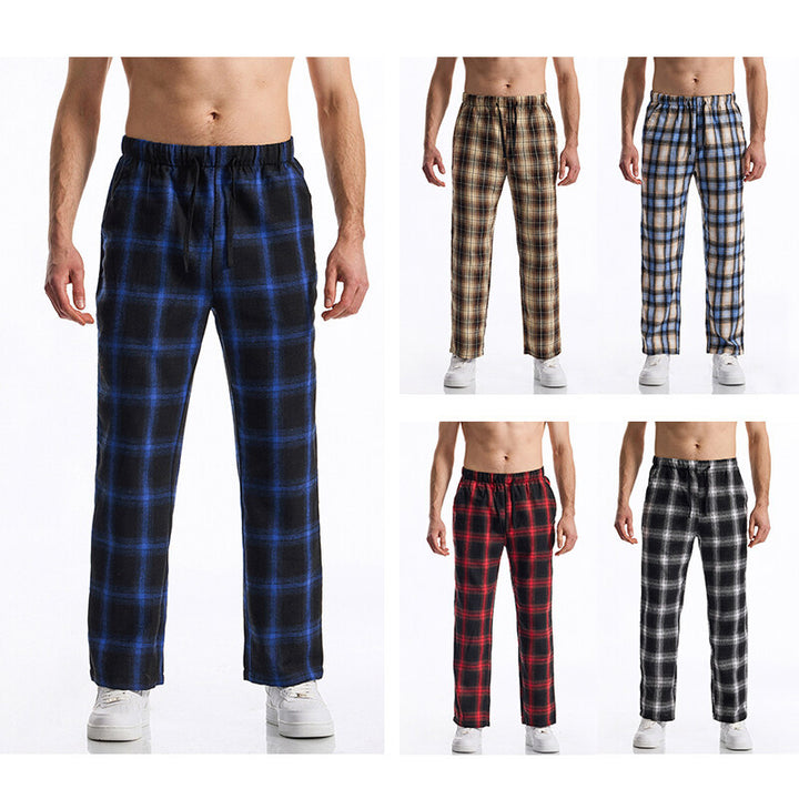 Men's flannel pajama pants with comfortable elastic waistband Lisslune