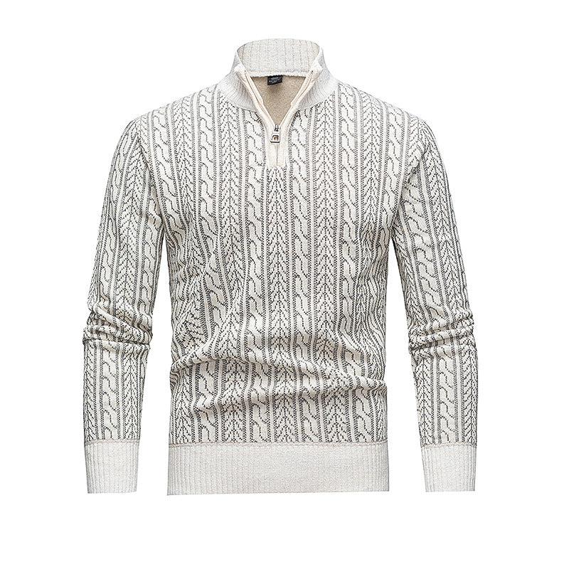 Men's Stylish Pullover with Zipper and Textured Pattern Lisslune
