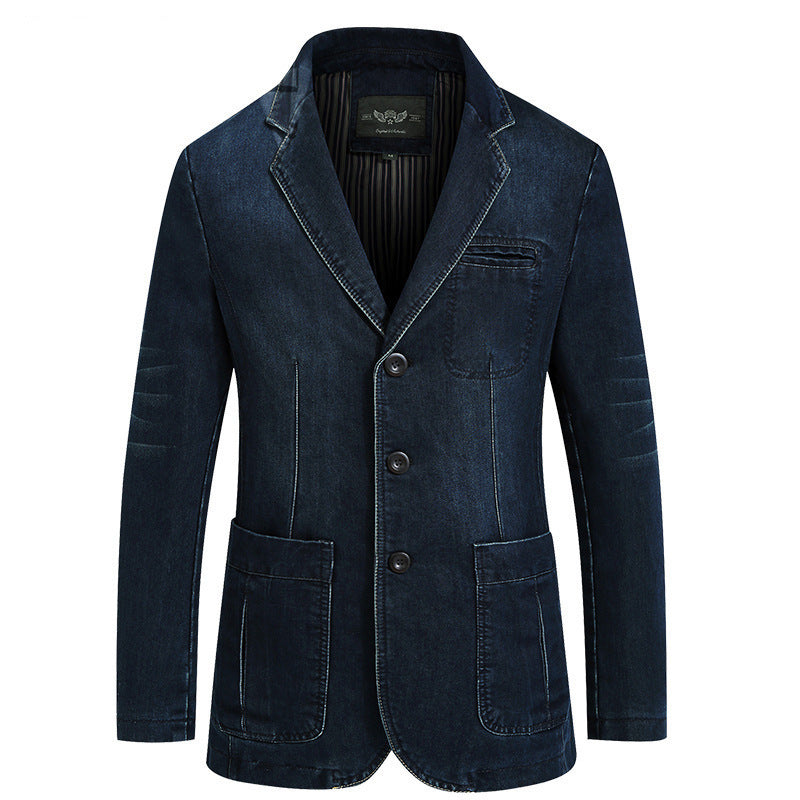 Men's Denim Blazer with Classic Pockets Lisslune