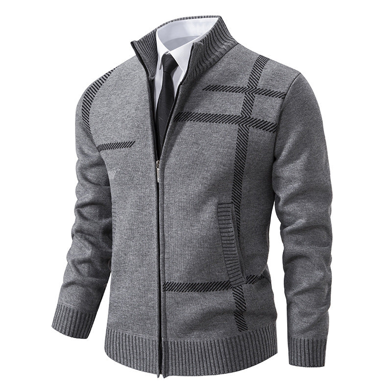 Men's cardigan with graphic patterns and high collar Lisslune
