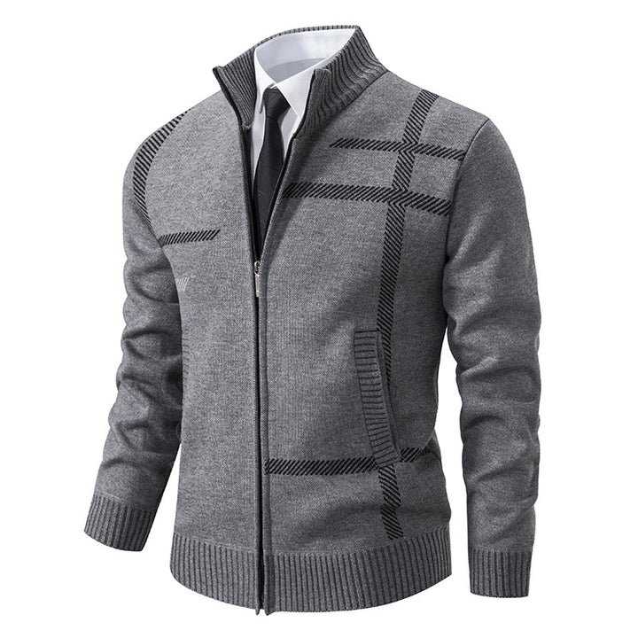 Men's cardigan with graphic patterns and high collar Lisslune