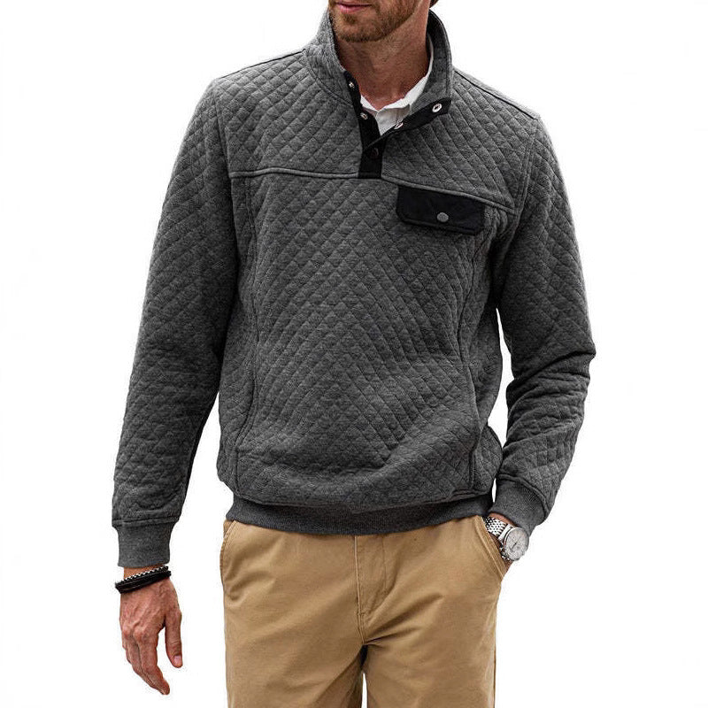 Men's quilted sweater with modern collar and chest pocket Lisslune