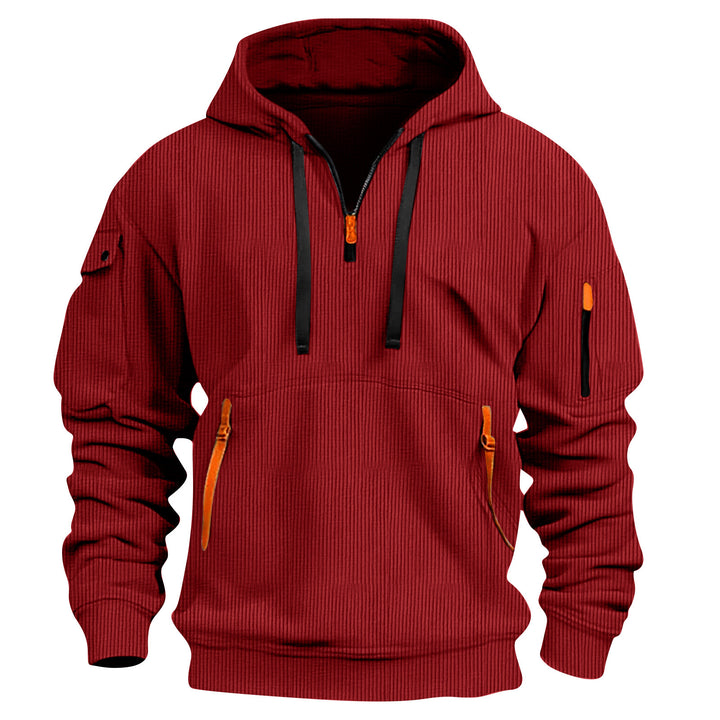 Men's sporty hoodie with innovative zipper and practical pockets Lisslune