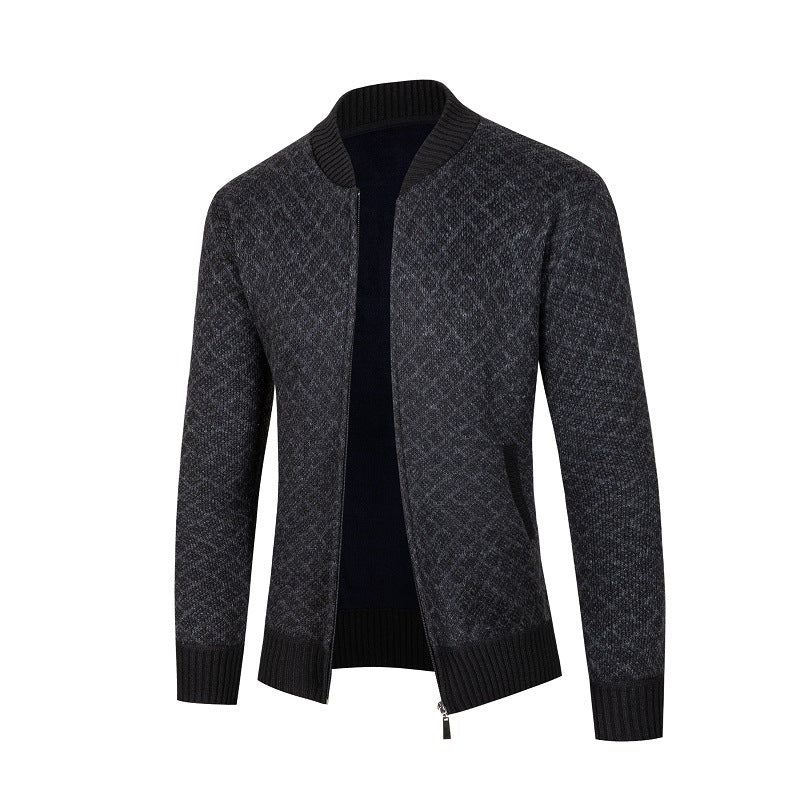 Men's cardigan with modern diamond pattern and zipper Lisslune