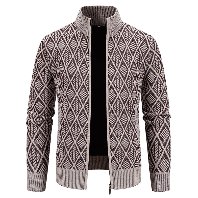Men's cardigan with textured design and high collar Lisslune