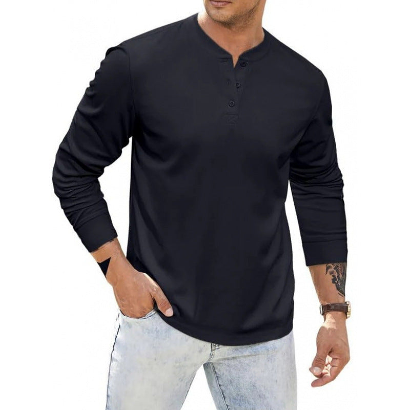 Men's long-sleeved shirt with button placket and comfortable fit Lisslune