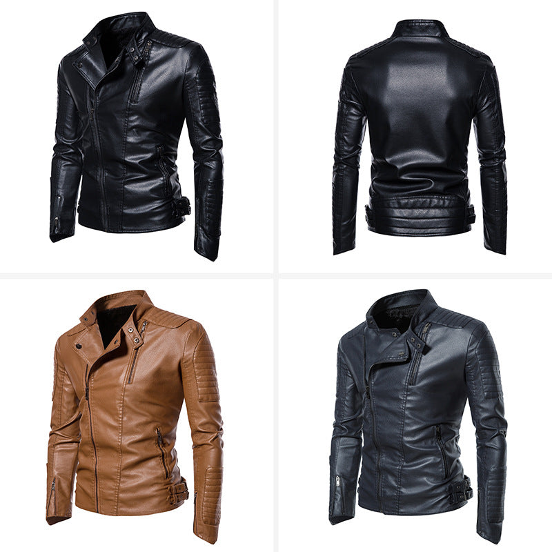 Men's biker jacket in modern design with sturdy zippered pockets Lisslune