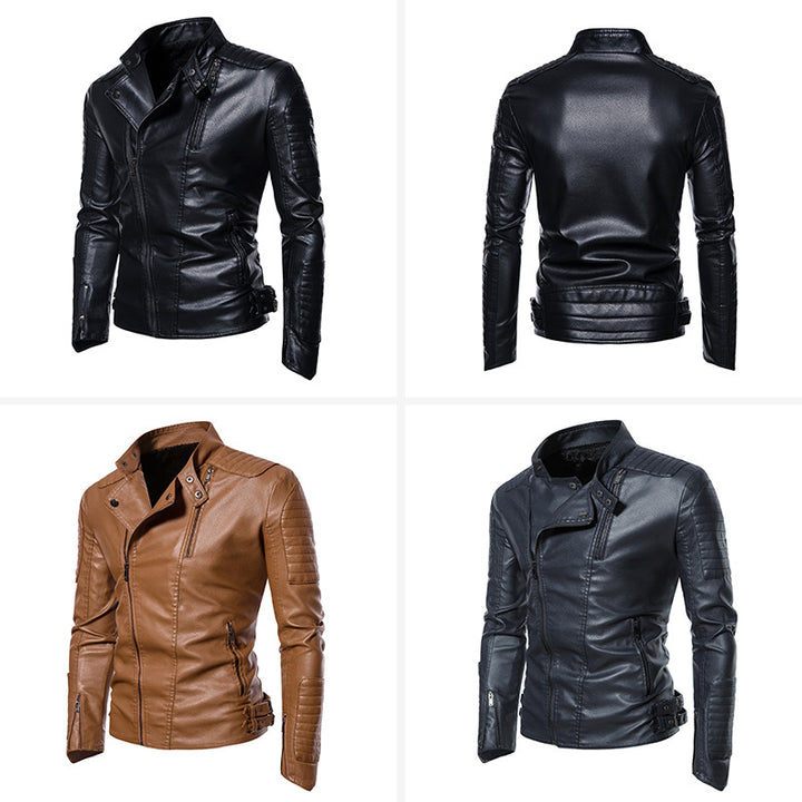 Men's biker jacket in modern design with sturdy zippered pockets Lisslune