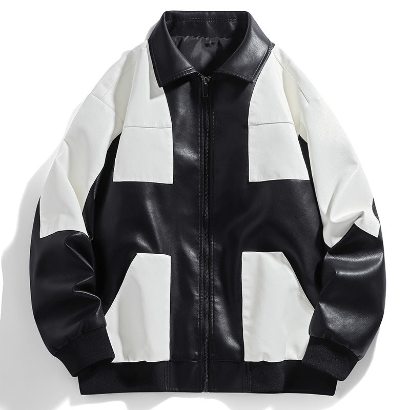 Men's Fashionable Transition Jacket with Contrasting Leather Inserts Lisslune