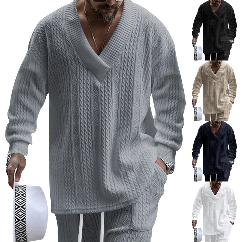 Men's chunky knit sweater with V-neck and modern cut Lisslune