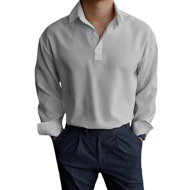 Men's long-sleeve shirt with modern polo collar and elegant fit Lisslune