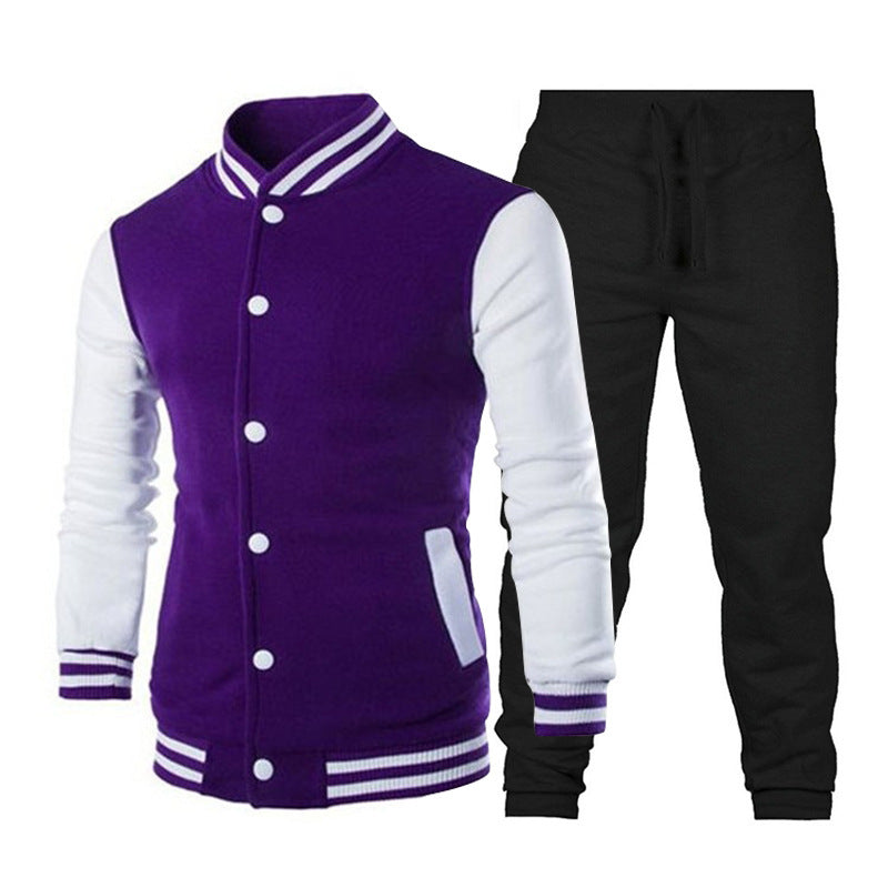 Men's sporty leisure set with stylish baseball jacket and comfortable jogging pants Lisslune