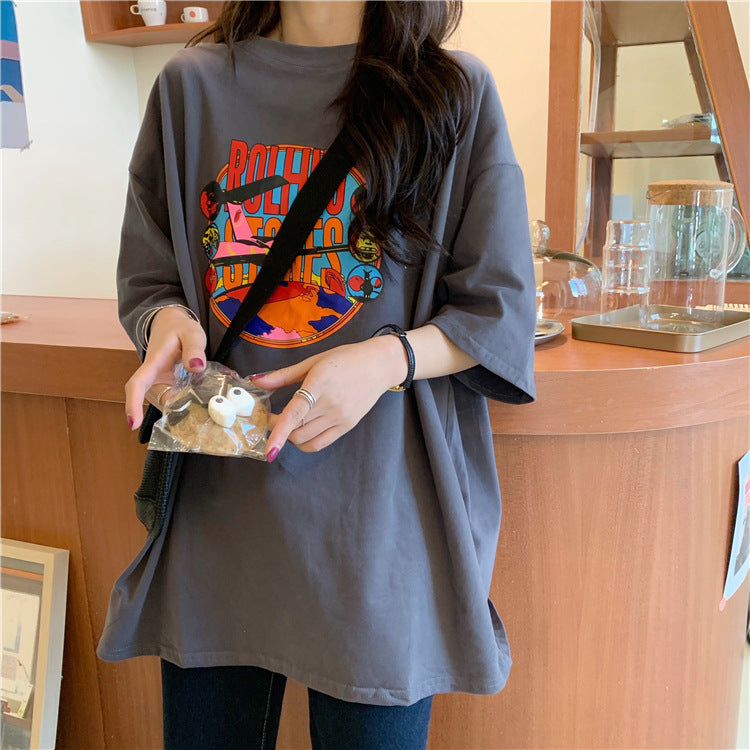 Women’s Graphic T-Shirt Dress with Casual Cut and Modern Design