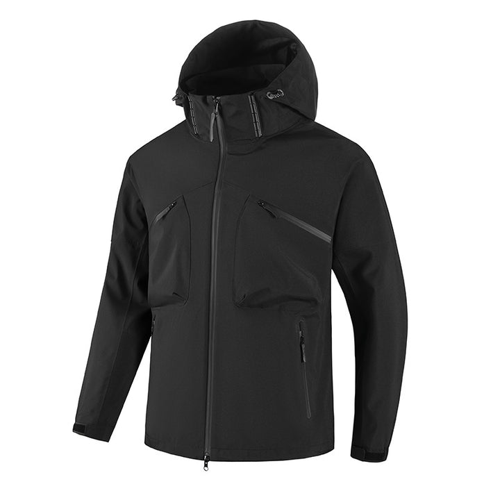 Men's Technical Multifunction Jacket with Water-Repellent Material and Adjustable Hood Collar Lisslune