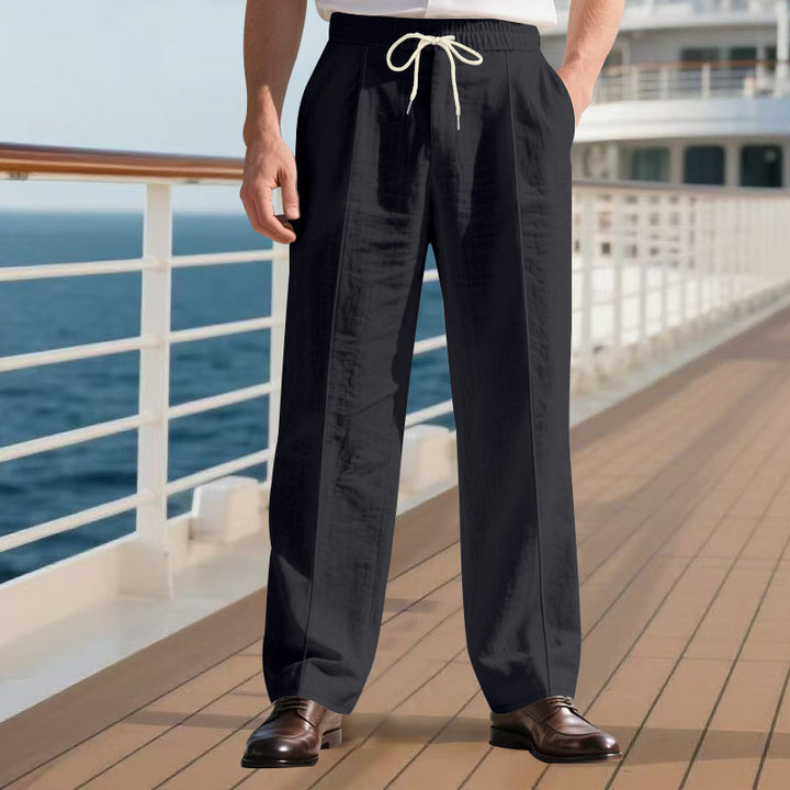 Men's Airy Leisure Pants with Adjustable Drawstring and Easy-Care Surface Lisslune