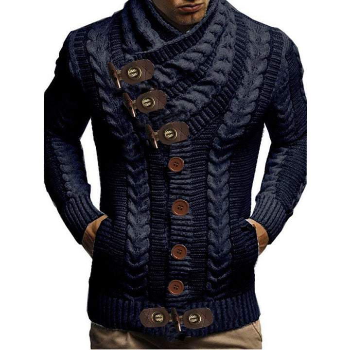 Men's cardigan with large collar and cable pattern Lisslune