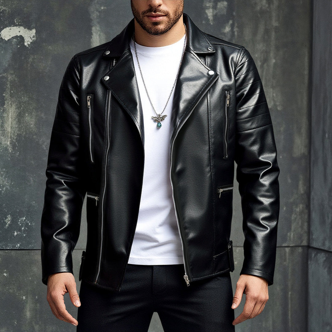 Men's stylish biker jacket made of high-quality synthetic leather Lisslune