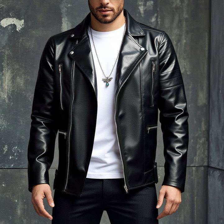 Men's stylish biker jacket made of high-quality synthetic leather Lisslune