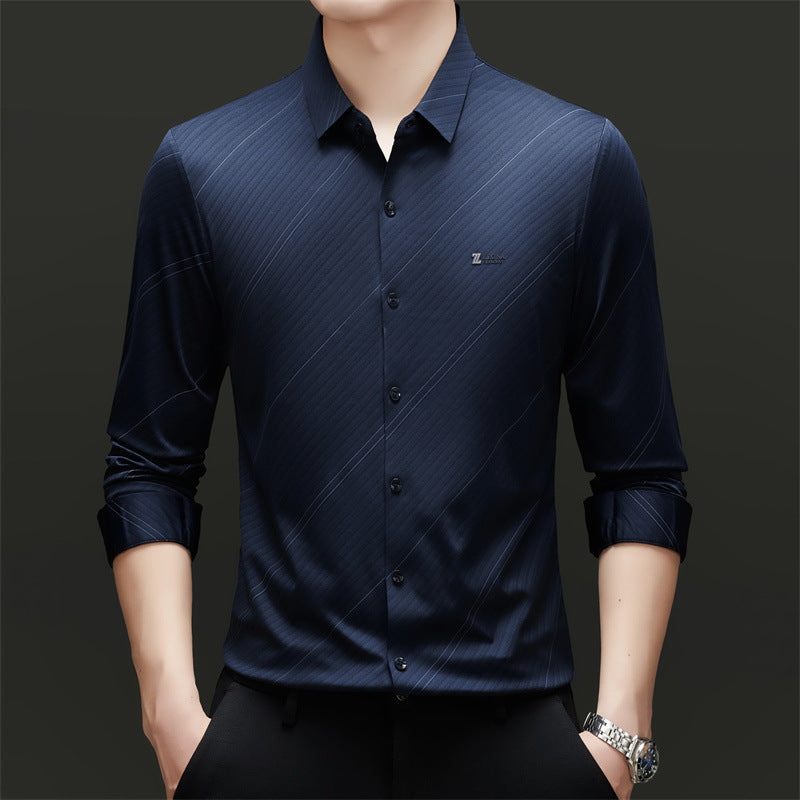 Men's finely striped long-sleeve shirt with modern cut Lisslune