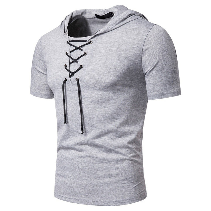 Men's hooded shirt with fashionable lacing design Lisslune