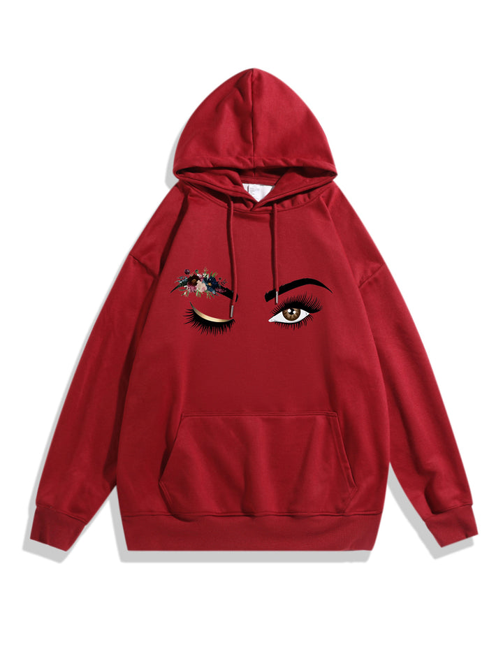 Ladies Hoodie with Creative Eye Motif Lisslune