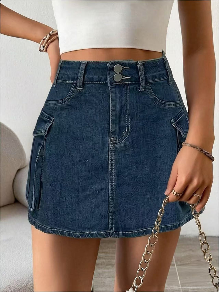 Women's denim mini skirt with patch pockets and modern details Lisslune