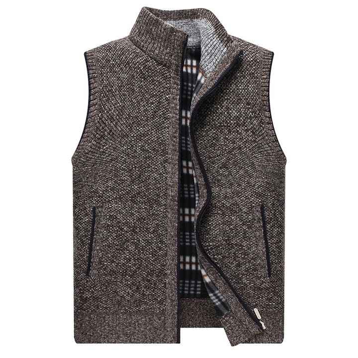 Men's knitted vest with high collar and checkered lining Lisslune