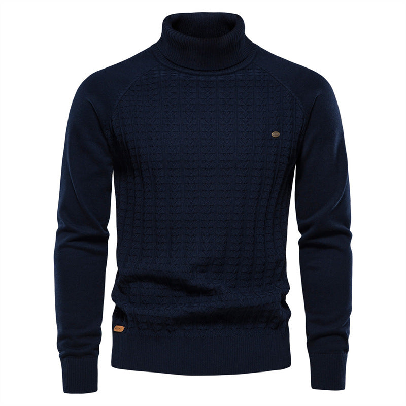 Men's knitted pullover with fashionable stand-up collar and textured design Lisslune