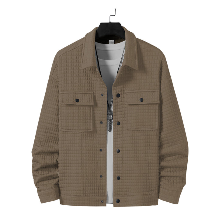 Men's casual shirt jacket with textured fabric and practical pockets Lisslune