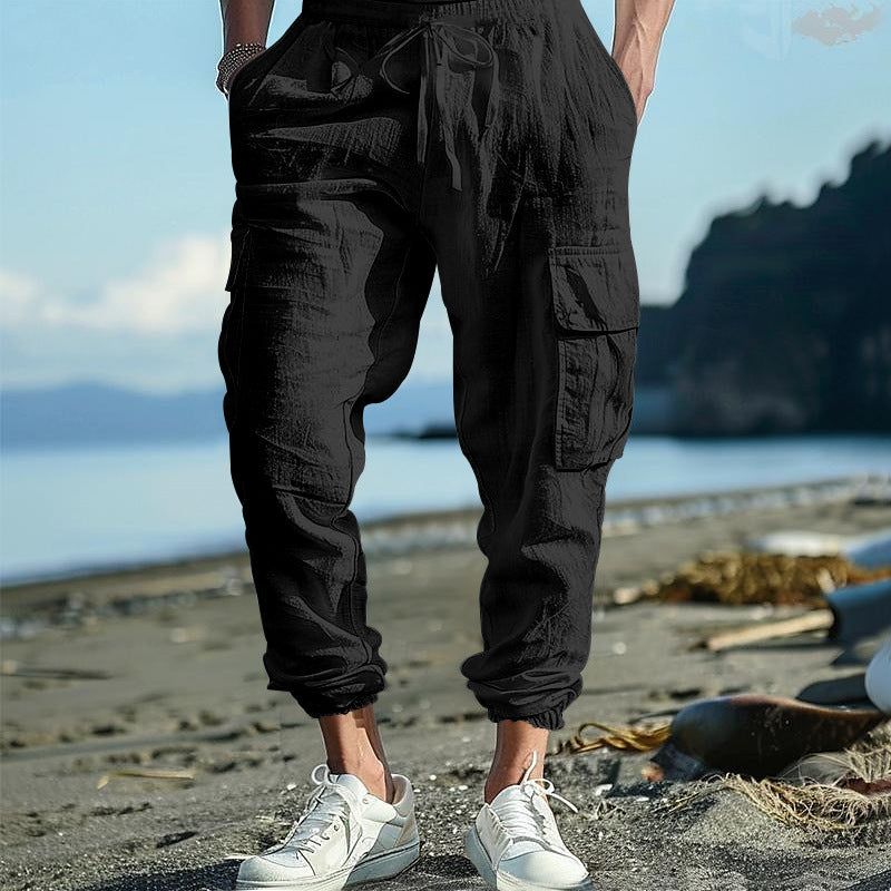 Men's cargo pants with elastic waistband and practical side pockets Lisslune 1759578019