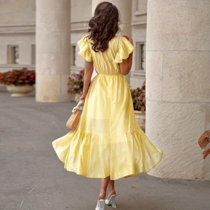 Women's midi dress with voluminous ruffles and flattering cut Lisslune