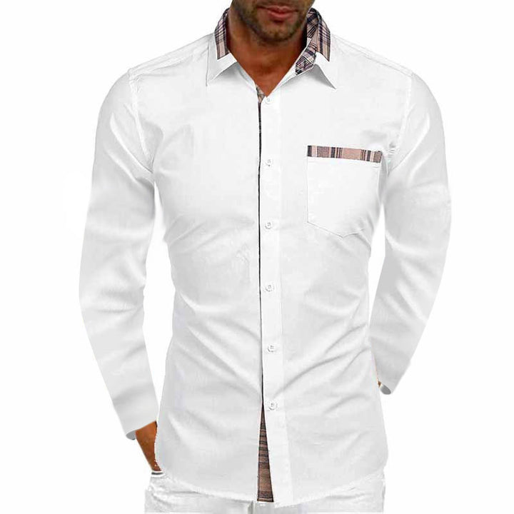 Men's long sleeve shirt with fashionable check pattern and practical chest pocket Lisslune