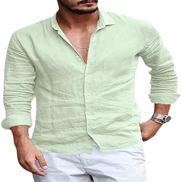 Men's shirt made of high-quality linen with a stylish collar and casual fit Lisslune
