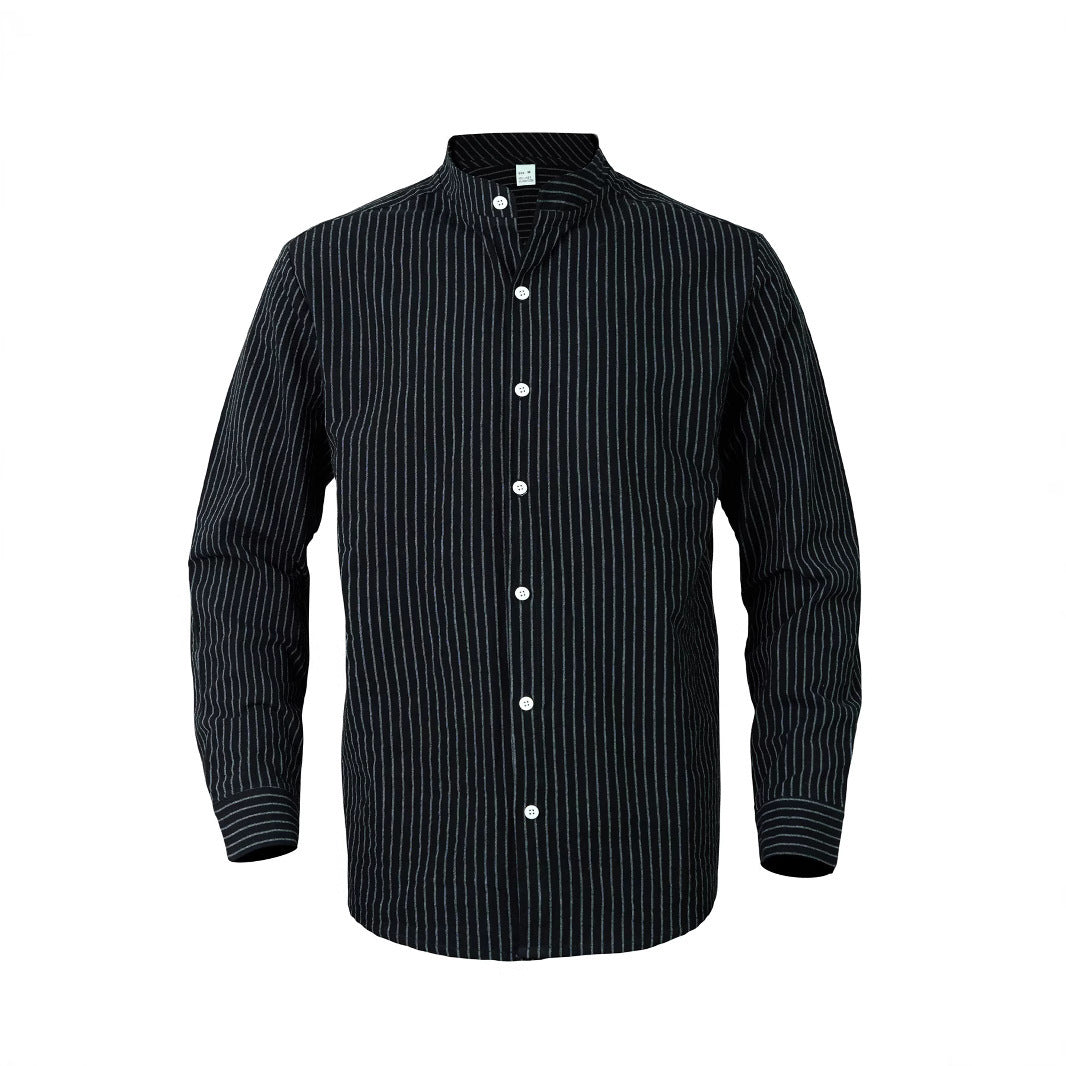 Men's modern shirt with narrow stripes and stand-up collar Lisslune
