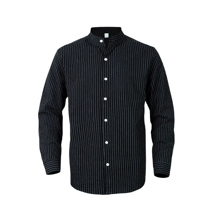 Men's modern shirt with narrow stripes and stand-up collar Lisslune