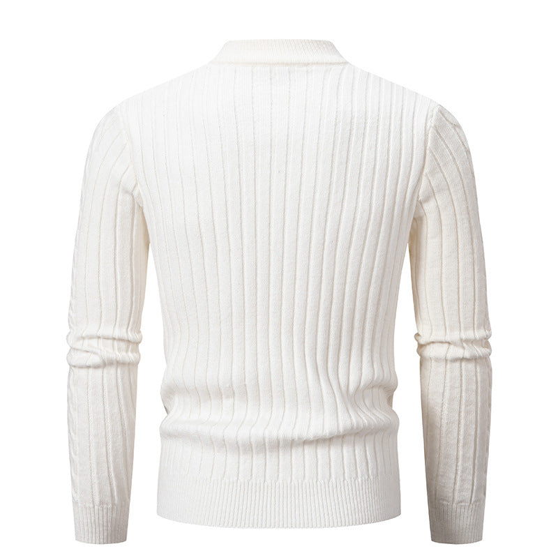 Men's chunky knit sweater with rising collar and cable pattern Lisslune