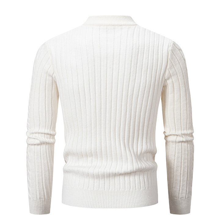 Men's chunky knit sweater with rising collar and cable pattern Lisslune