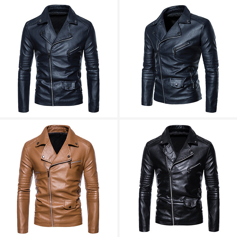 Men's stylish biker jacket with asymmetric zipper and practical pockets Lisslune