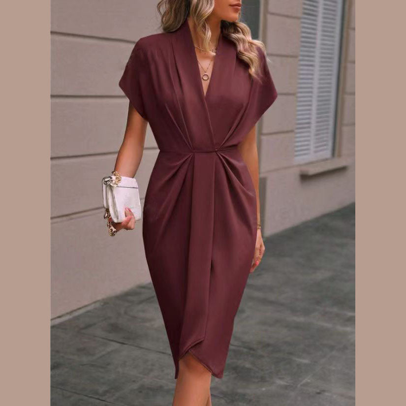 Women’s wrap dress with elegant V-neckline and draping Lisslune