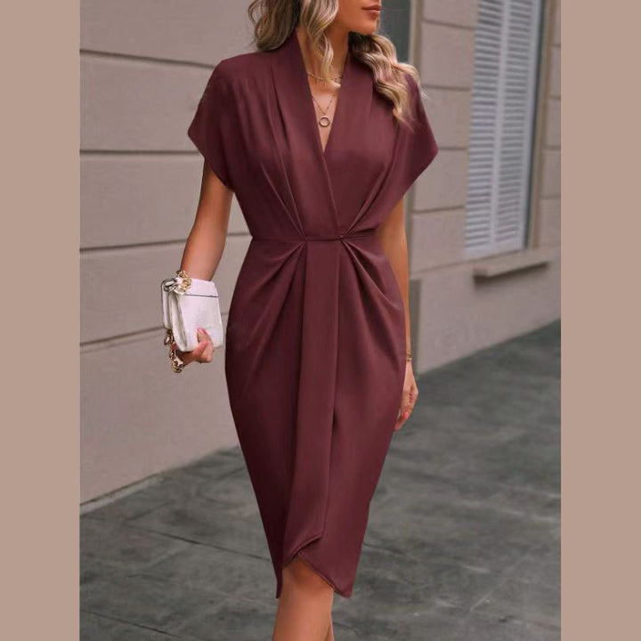 Women’s wrap dress with elegant V-neckline and draping Lisslune
